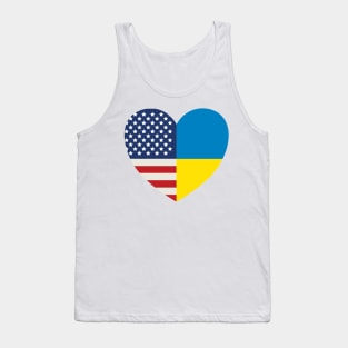 USA Supports Ukraine, USA Stands With Ukraine, Heart With Combined Flags Tank Top